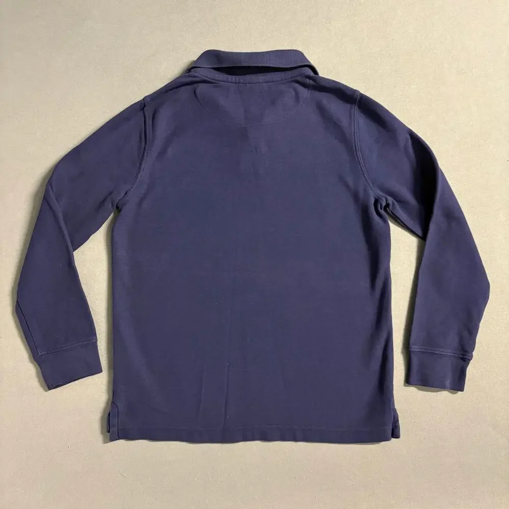 Hanna Andersson Long Sleeve Polo Shirts Kids 10 Red Navy Organic Cotton
